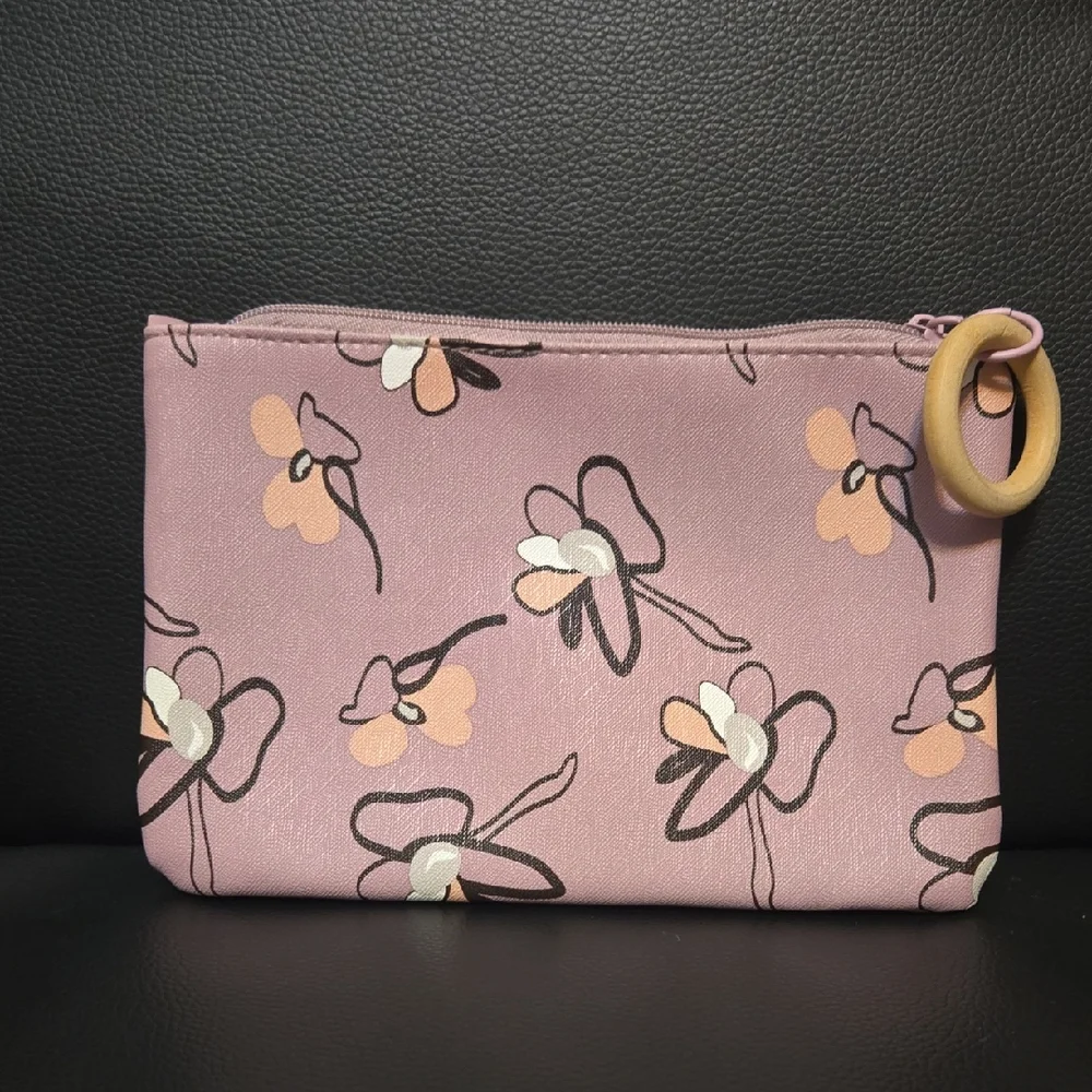 Ipsy Pink Floral Cosmetic Bag